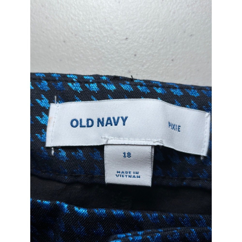 Old Navy NWT Pixie Ankle Pants 18 Cotton Blend Blue Metallic Print Stretch Y2K - Picture 5 of 11